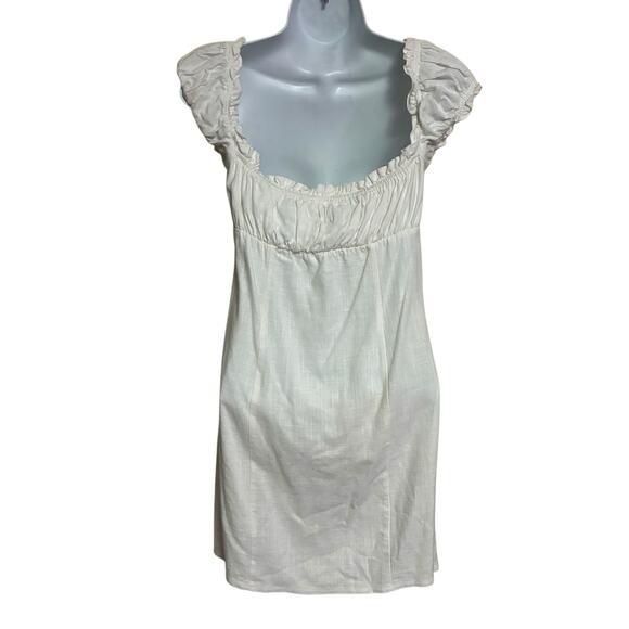 Polly Eloise Linen Blend Tie Front Mini Dress Womens Size 4 - Picture 4 of 9